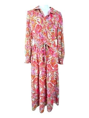HARLOW & ROSE (Macy's) Pink Floral Paisley Midi Dress, Size M.